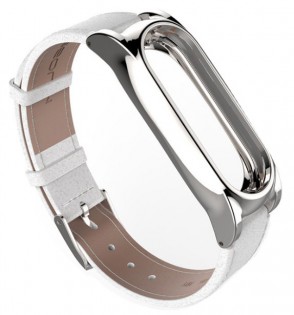 Шкіряний ремінець Xiaomi Mi Band 2 MJobs 2 Plus White/Silver